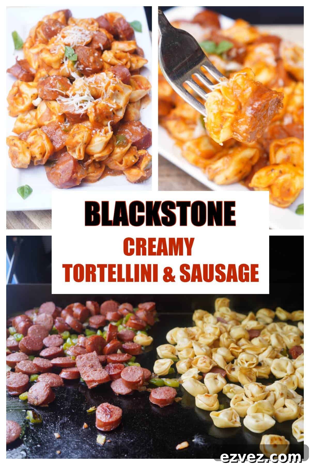 Blackstone pasta with sausage collage 