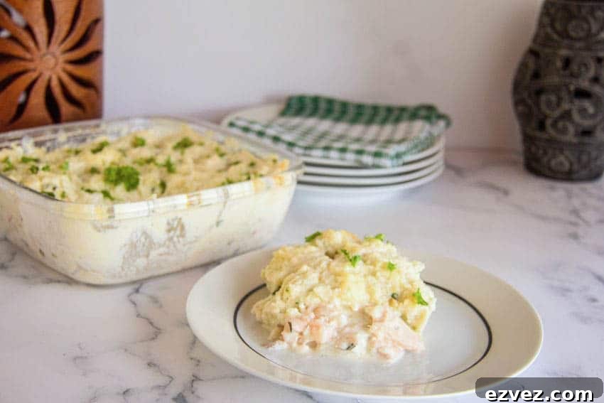 keto fish pie with cauliflower