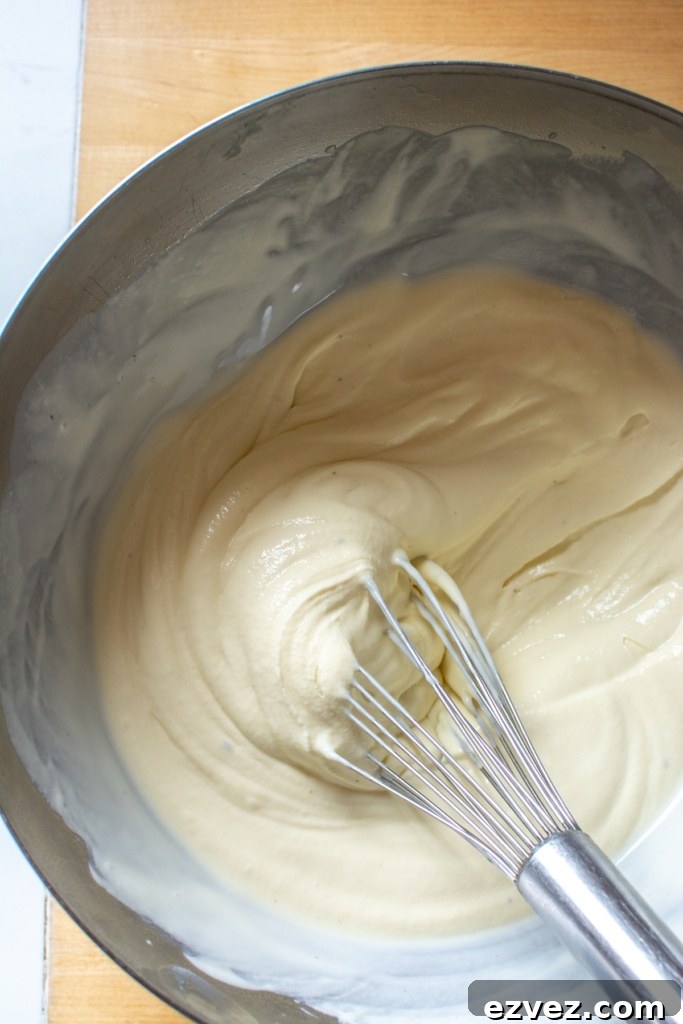 The custard after being hand whipped