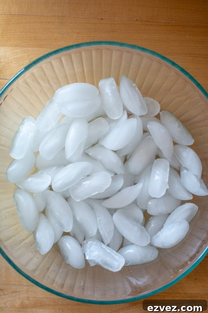 A bowl filled with ice