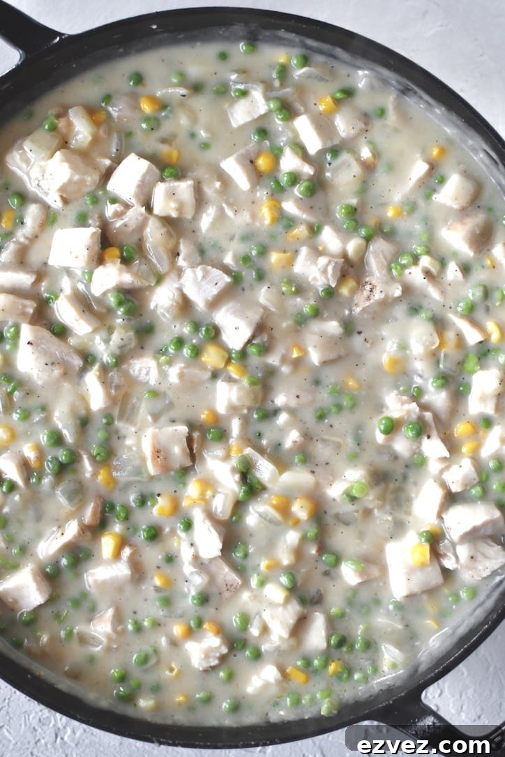 The Chicken Shepherd's Pie sauce simmering and fully formed.