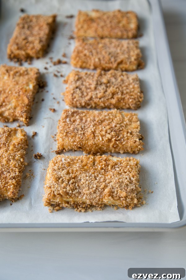 vegan crispy baked tofu on a sheetpan