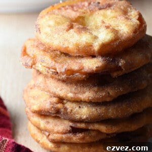 tall stack of apple fritter rings