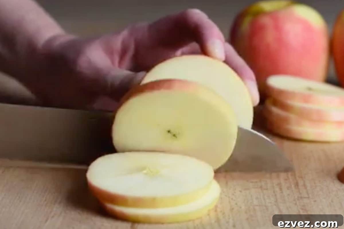 Apple being sliced