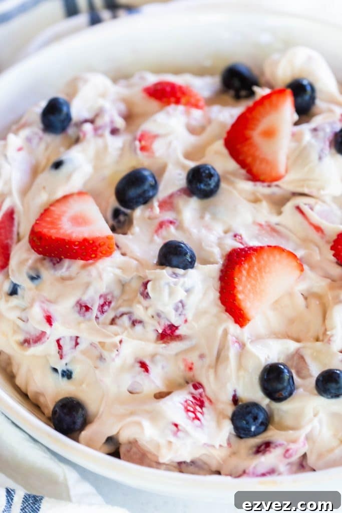 Berry Yogurt Salad in a white bowl