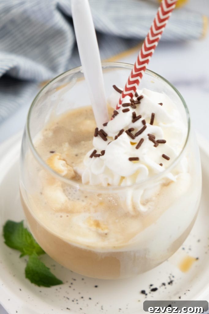 Eiskaffee topped with whipped cream
