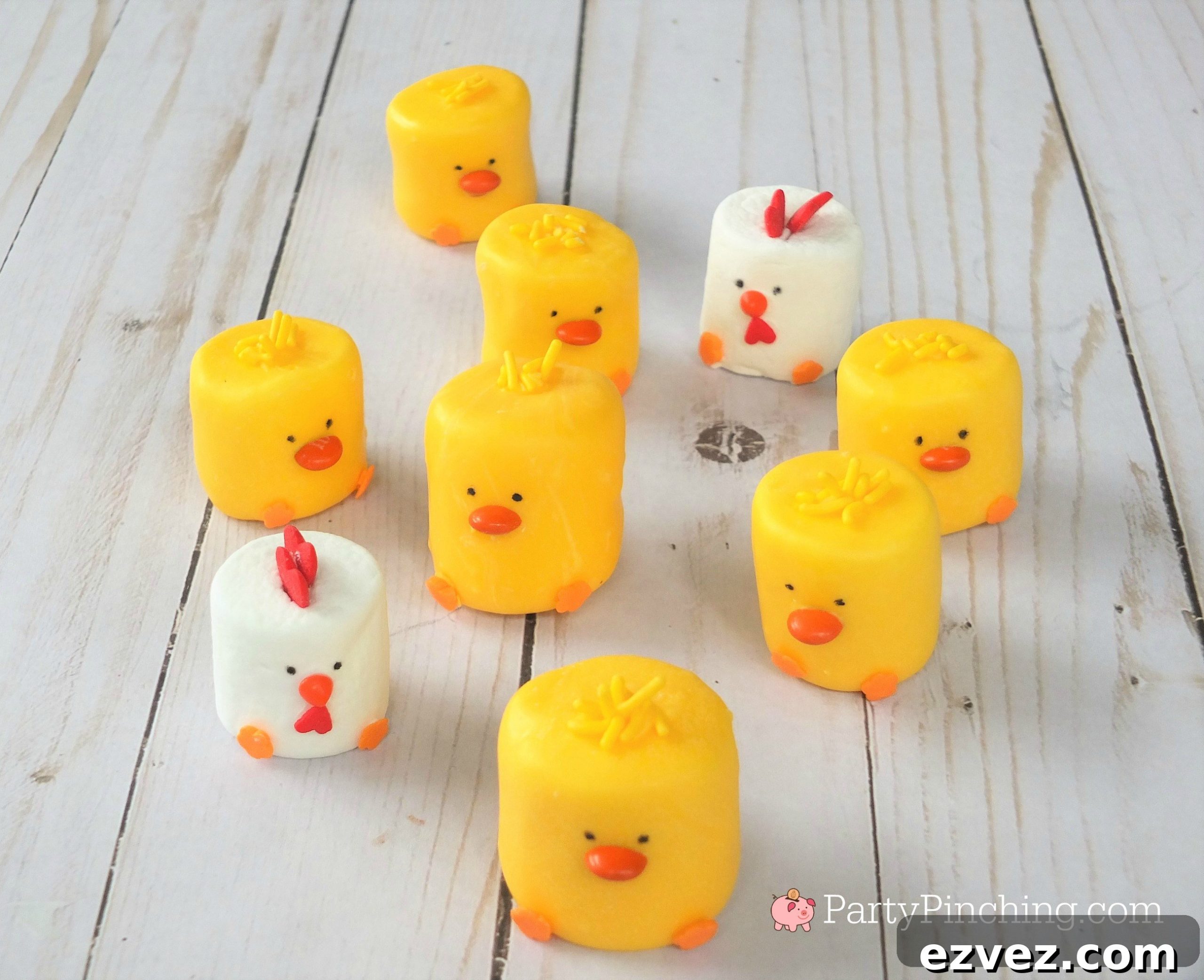 Adorable Marshmallow Chick Desserts: Fun Easter Treats 2 cute marshmallow chicks for Easter or spring, chick cupcake topper, chick on a stick, chick pops, cute and easy Easter dessert kids will love to make