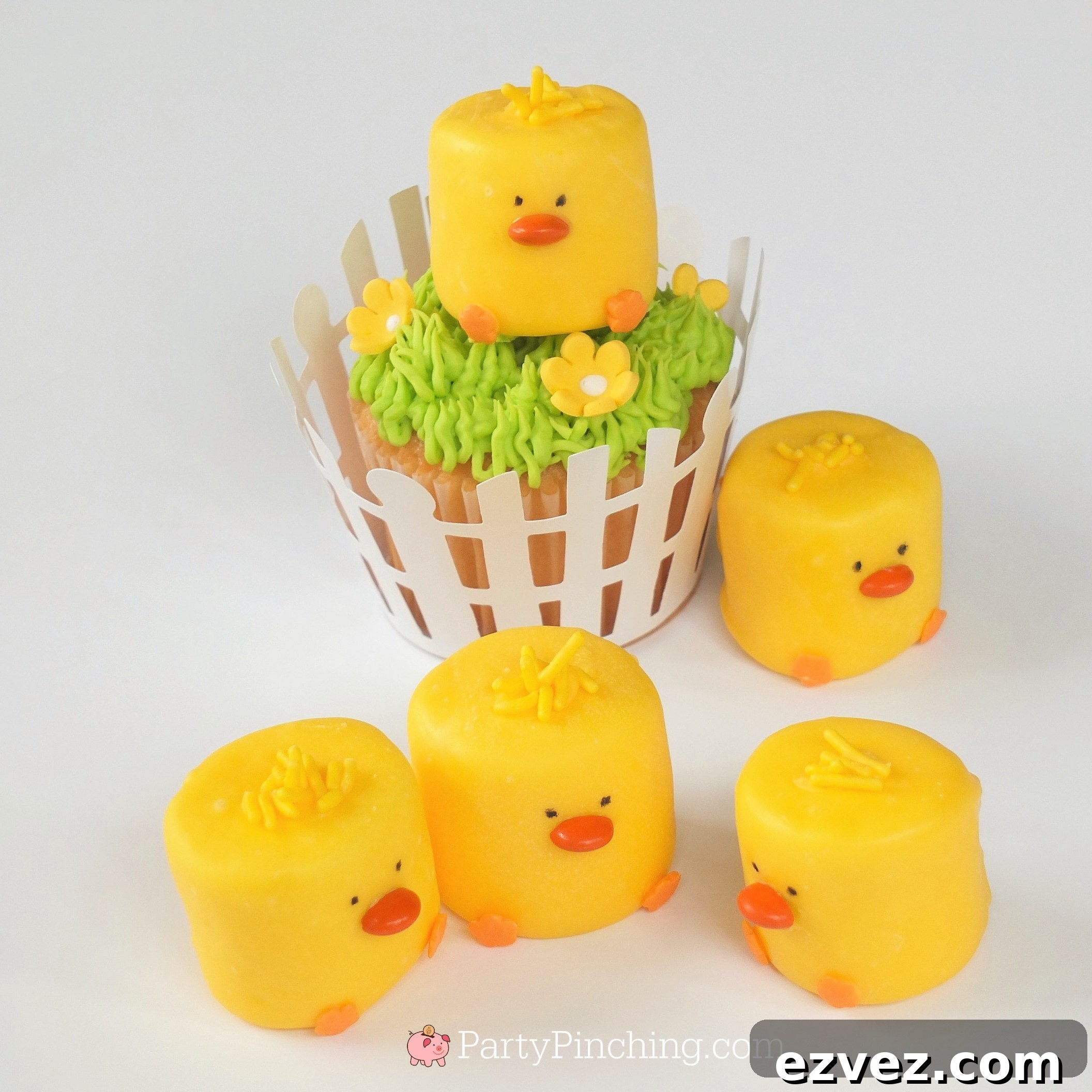 Adorable Marshmallow Chick Desserts: Fun Easter Treats 4 cute marshmallow chicks for Easter or spring, chick cupcake topper, chick on a stick, chick pops, cute and easy Easter dessert kids will love to make