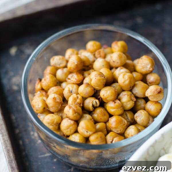 oven roasted chickpeas close