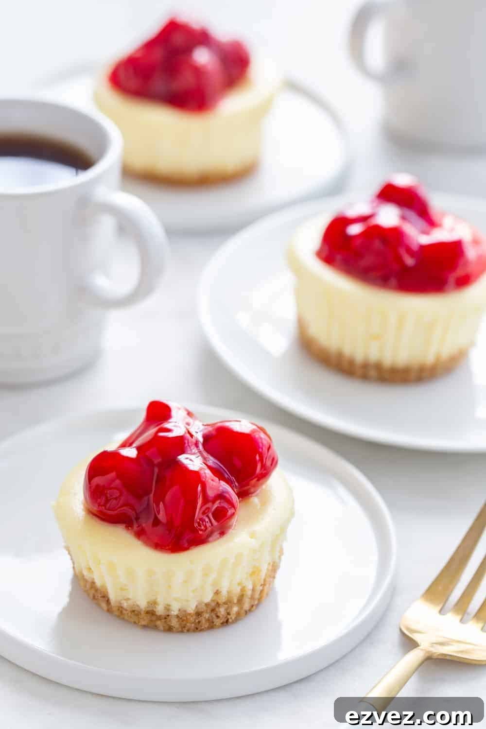 Mini Cherry Almond Cheesecakes are the perfect dessert for summer entertaining. Simple and so delish!