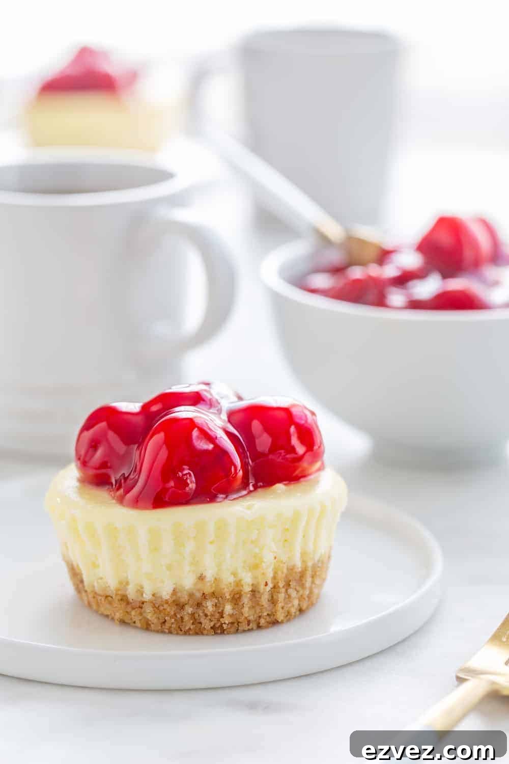 Mini Cherry Almond Cheesecakes are simple, delicious and perfect for entertaining.