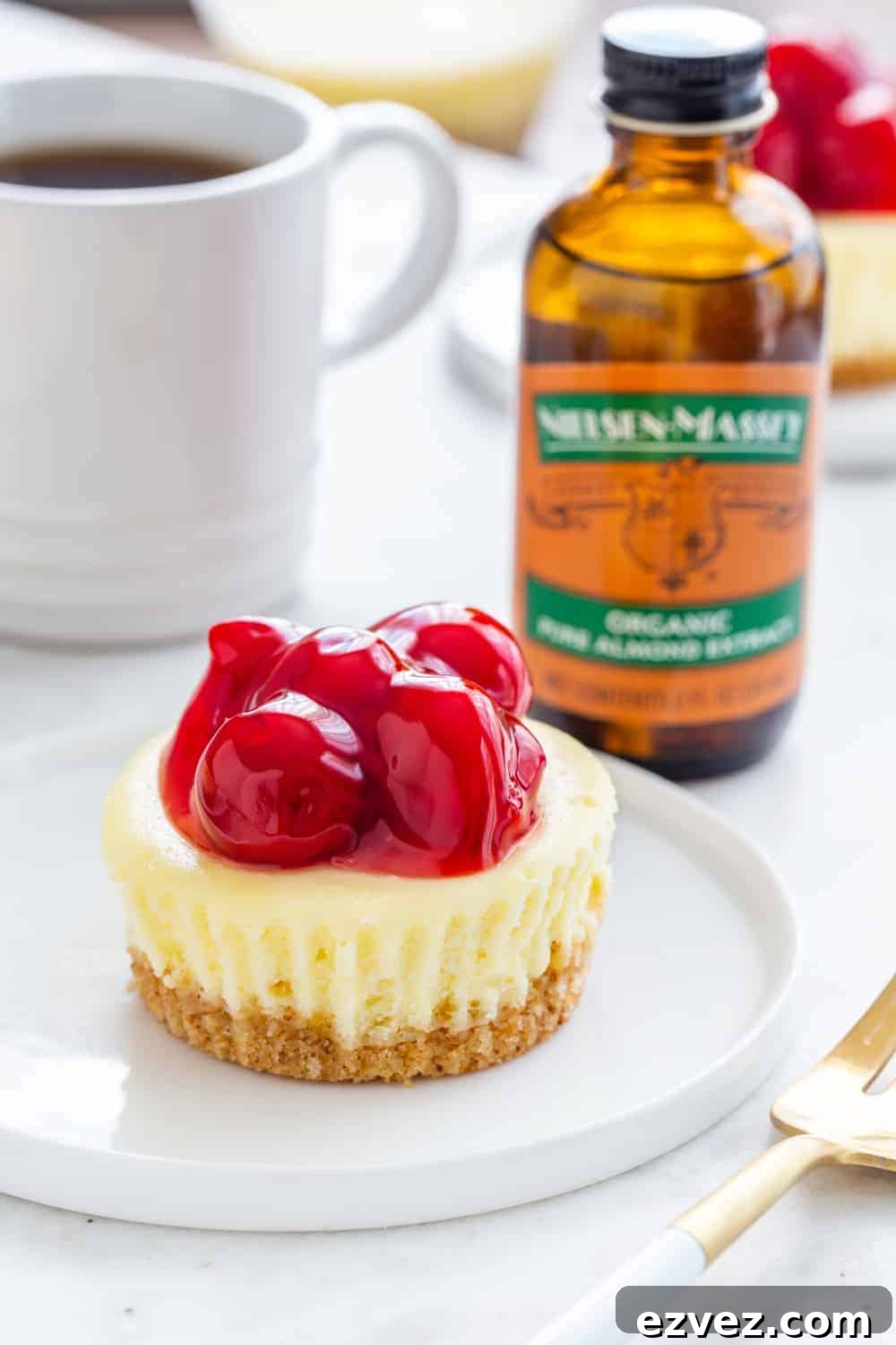 Mini Cherry Almond Cheesecakes come together in less than 20 minutes and so fun to make!