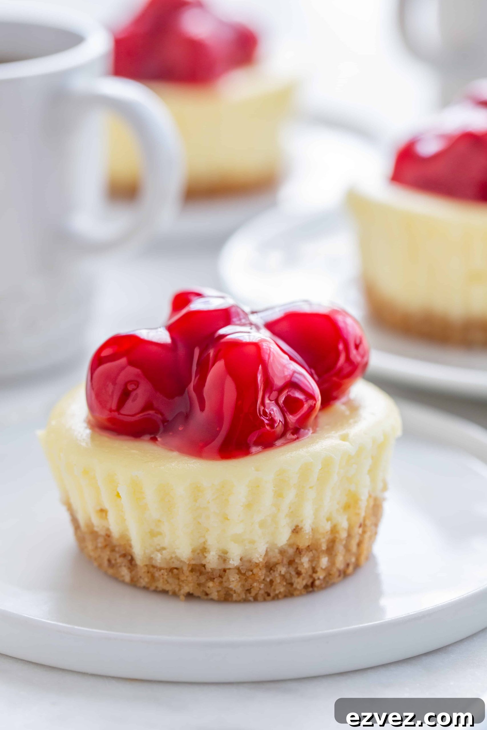 Mini Cherry Almond Cheesecakes are simple, tasty and perfect for entertaining.