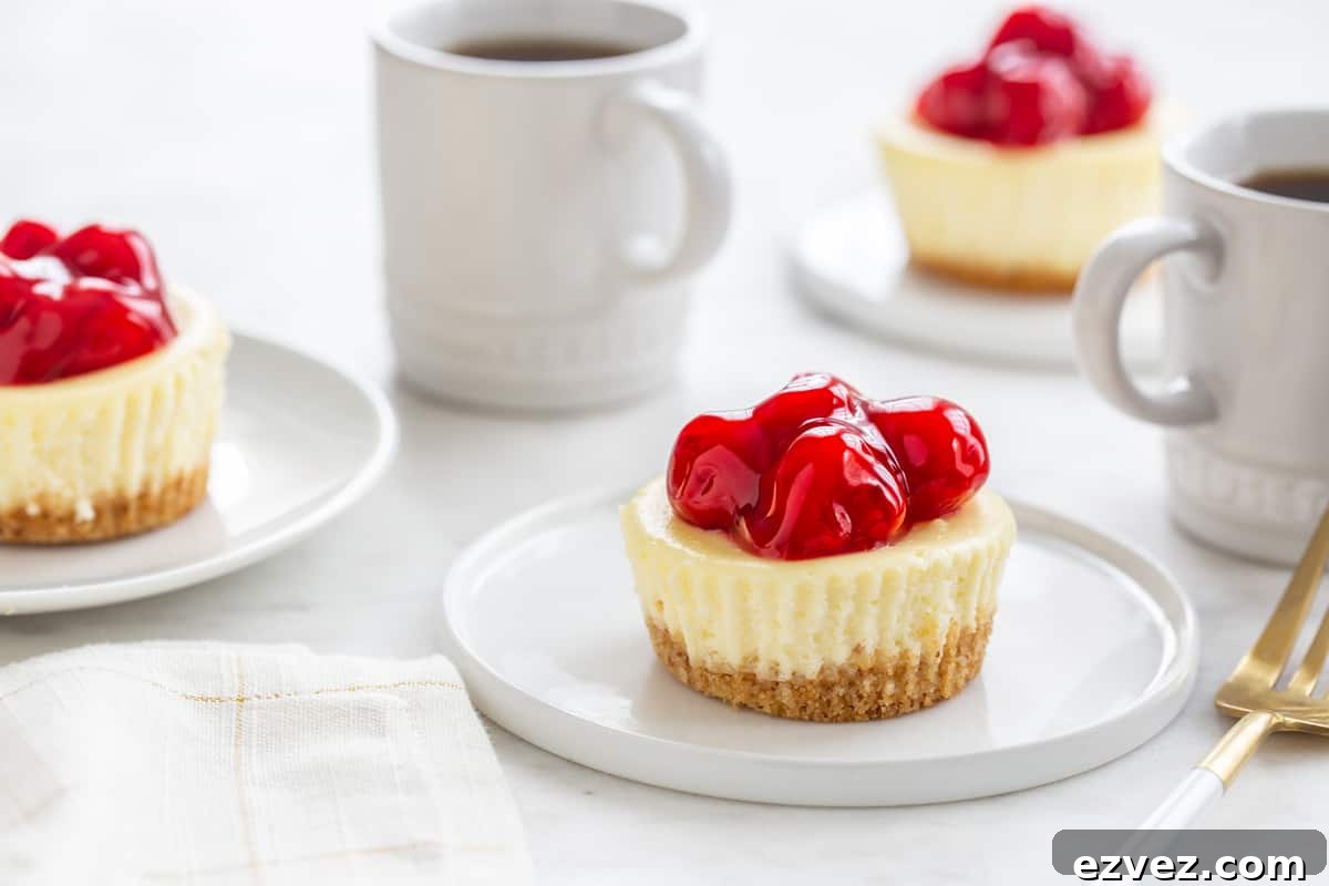 Mini Cherry Almond Cheesecakes are simple and totally adorable. Perfect for entertaining, or a simple weeknight treat!