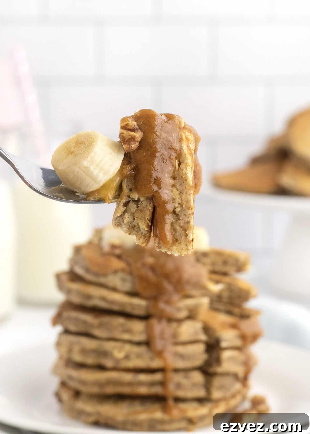Whole Wheat Banana Nut Oat Pancakes by The BakerMama