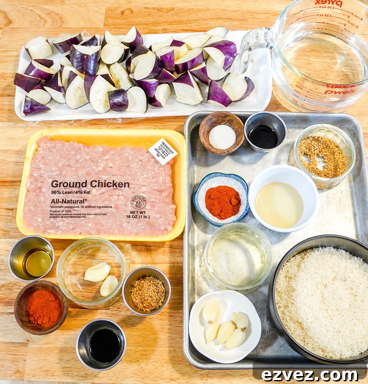 Instant Pot Minced Chicken Eggplant Rice Ingredients