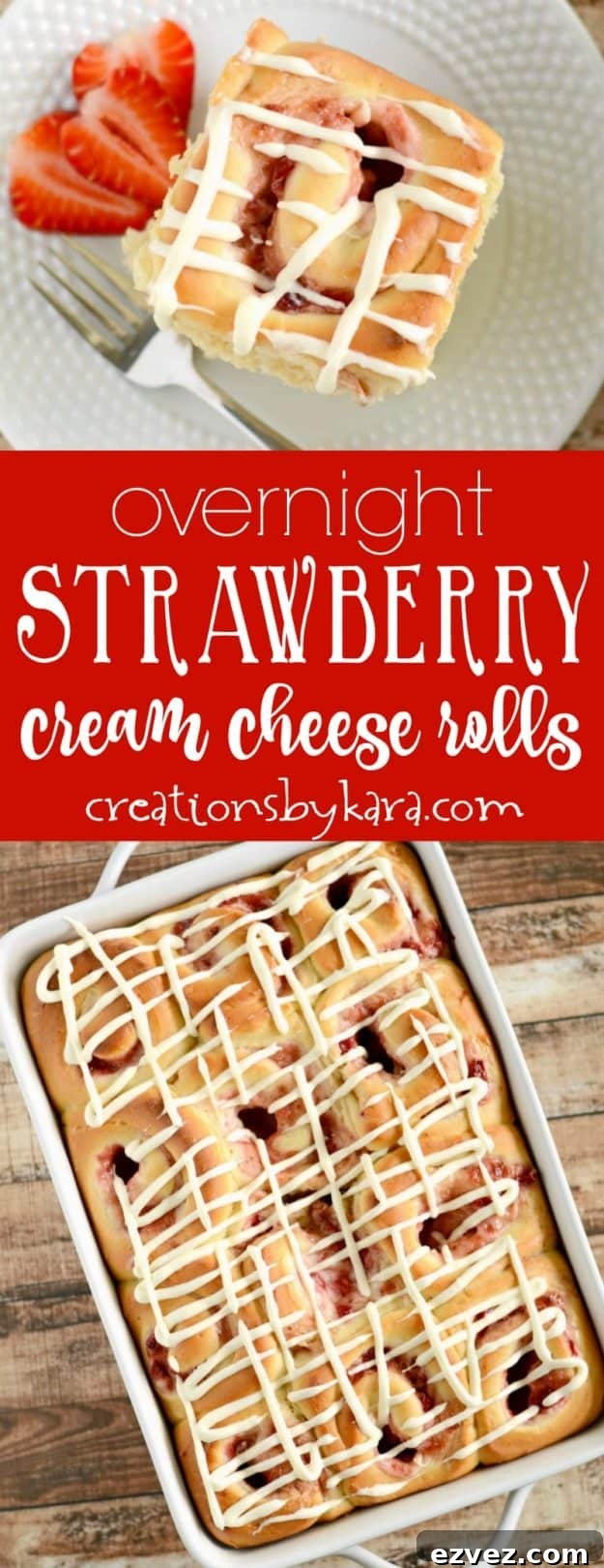 Overnight strawberry rolls with cream cheese recipe collage