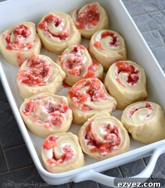 Overnight strawberry cream cheese rolls - a yummy twist on traditional cinnamon rolls.