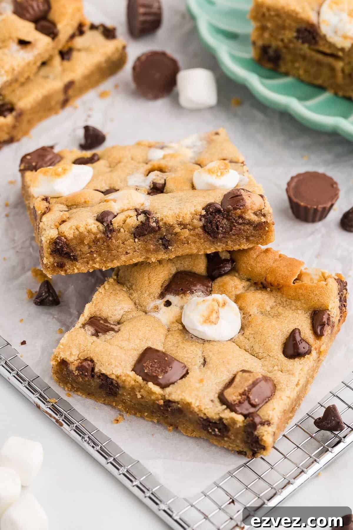 Fluffernutter Cookie Bars Recipe — Peanut Butter & Marshmallow Squares 10 img 31563 9