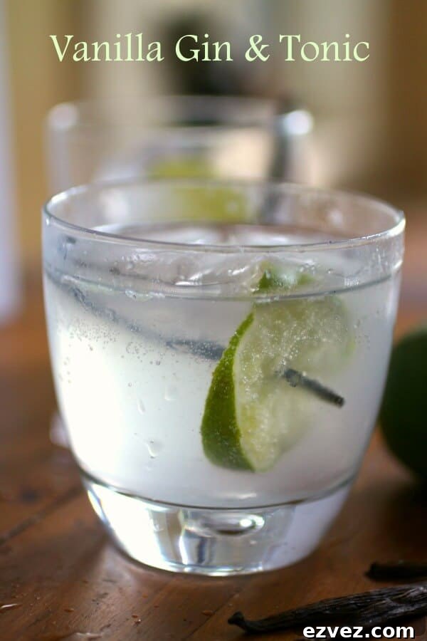 This vanilla gin and tonic is refreshing and just a little sweet. A great update on a classic cocktail from RestlessChipotle.com