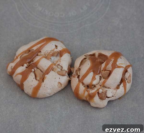 Caramel Cashew Meringue Cookies