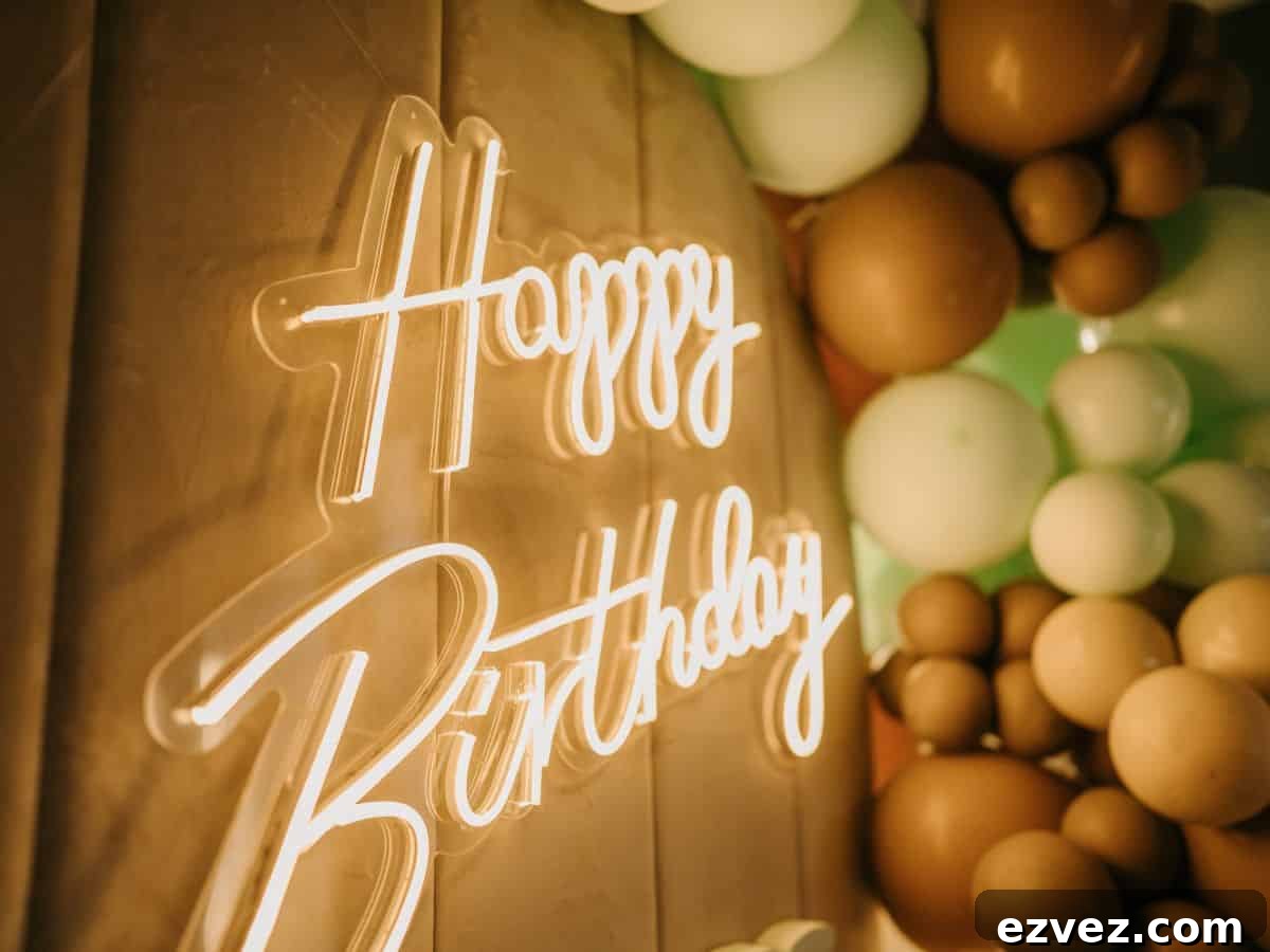 Birthday Party Supplies Checklist: Complete Planner for Any Age 3 Neon Happy Birthday sign.