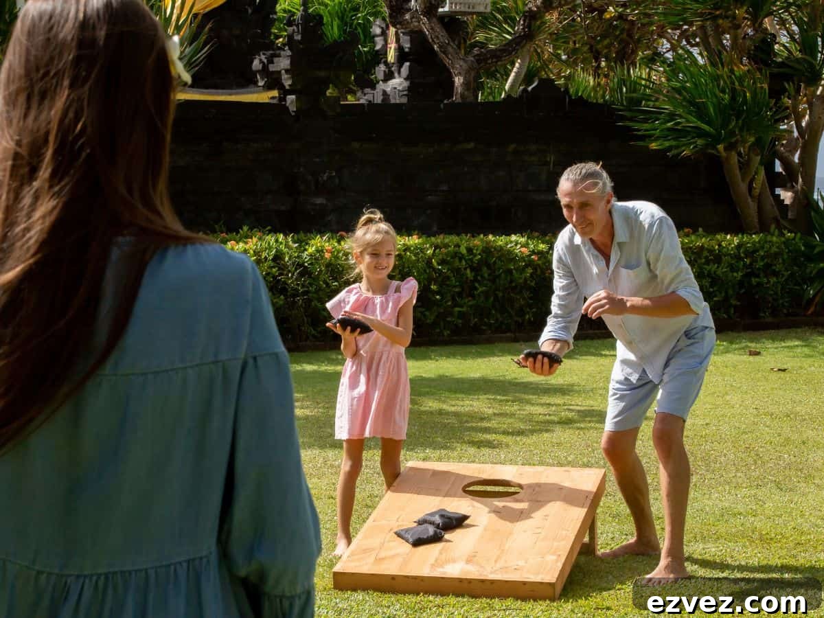 Birthday Party Supplies Checklist: Complete Planner for Any Age 7 Guests playing cornhole at birthday party.