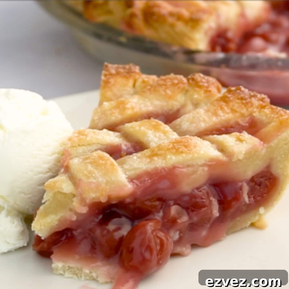cherry pie slice with a bites missing