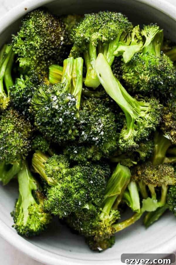 Bowl of smoked broccoli.