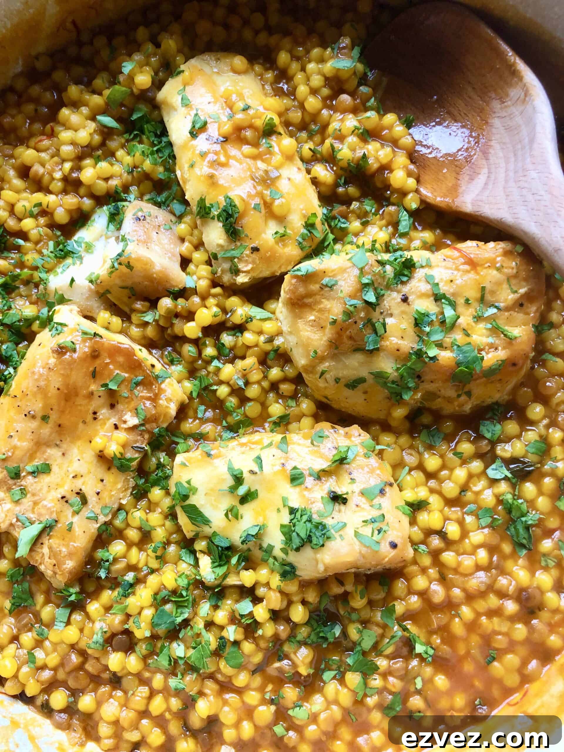 Lidia's Halibut with Saffron Fregola