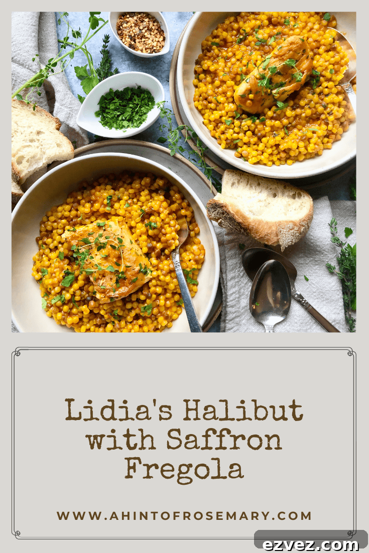 Lidia's Halibut with Saffron Fregola