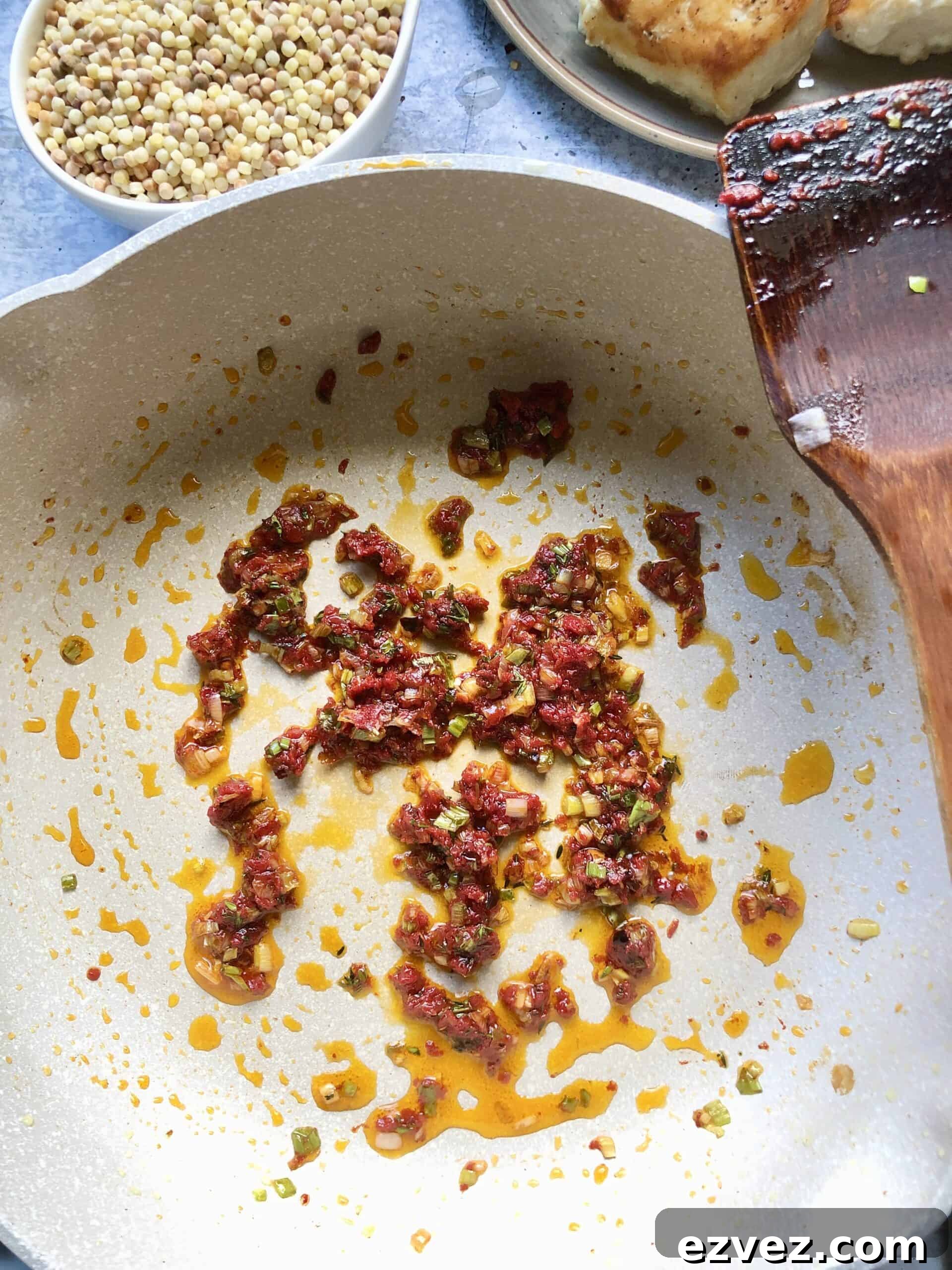Lidia's Halibut with Saffron Fregola