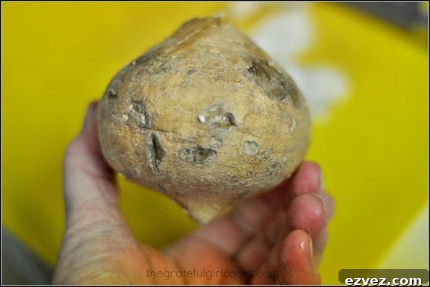 Jicama must be peeled to use for Southwestern cobb salad.
