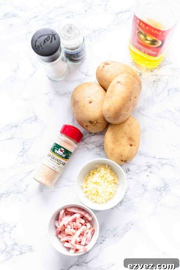 Crispy Air Fryer Baked Potatoes in 30 Minutes 4 Ingredients for making baked potatoes in an Air Fryer.