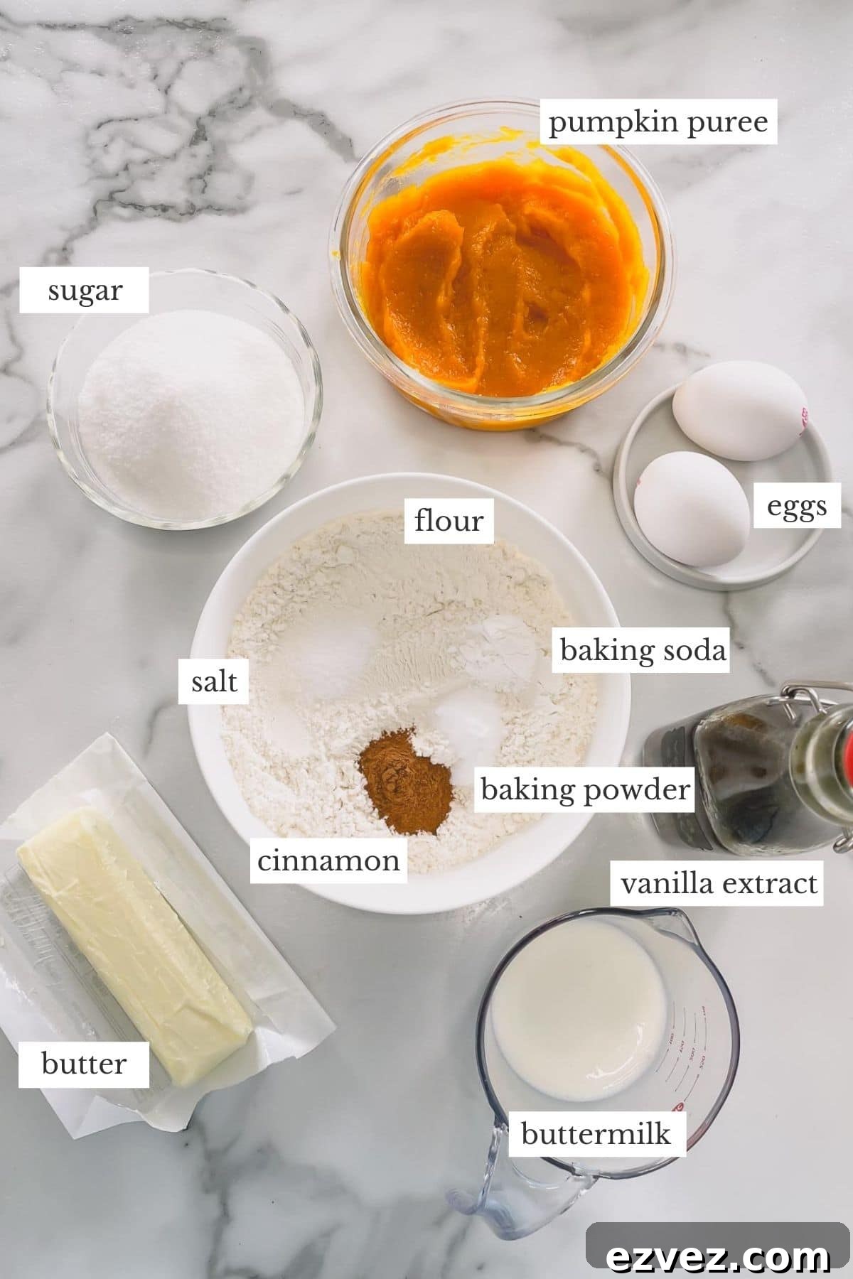Pumpkin cupcake ingredients.
