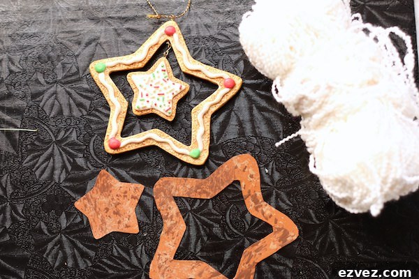 cardboard stars painted and stippled