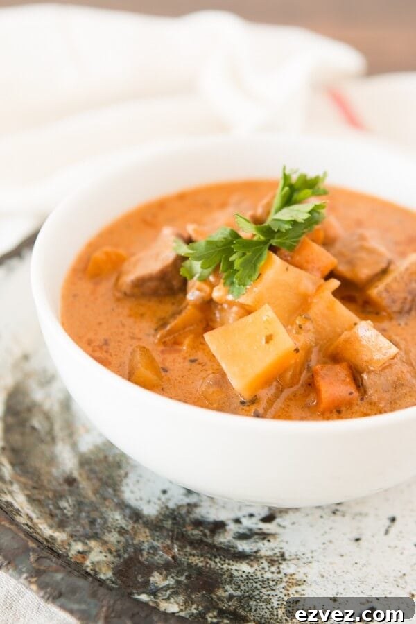 Our absolute favorite, Mom's Fabulous slow cooker stew recipe! ohsweetbasil.com