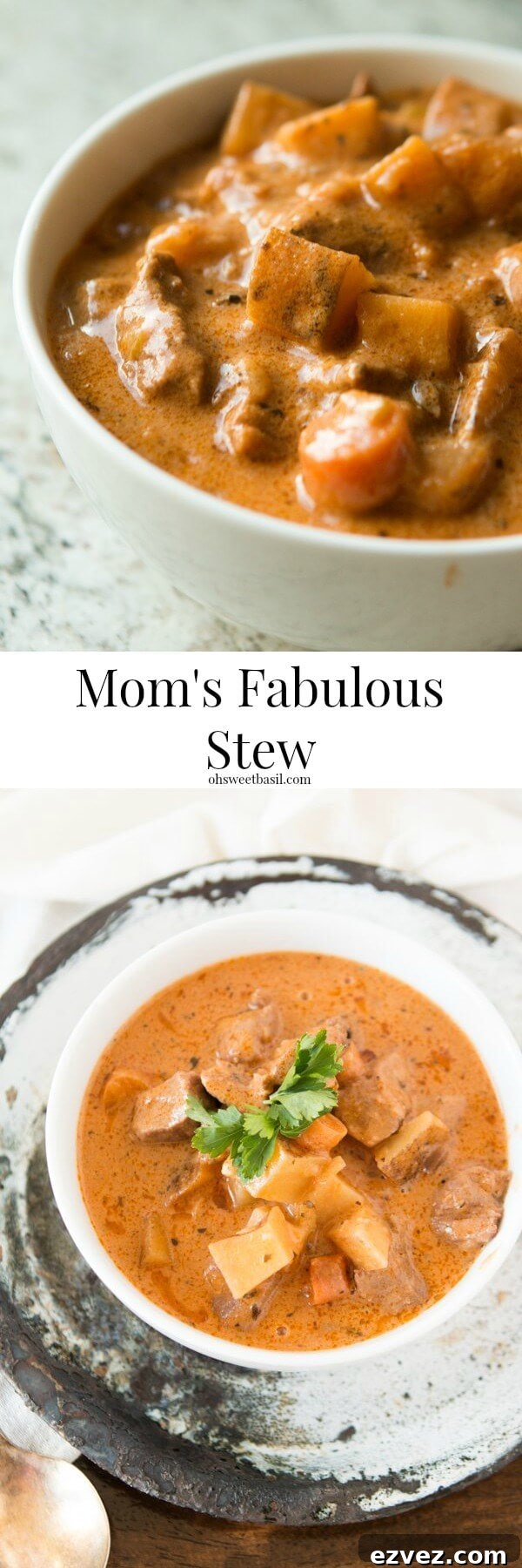 Hands down the best stew recipe ever and you can make it from scratch or a quick and easy way! ohsweetbasil.com