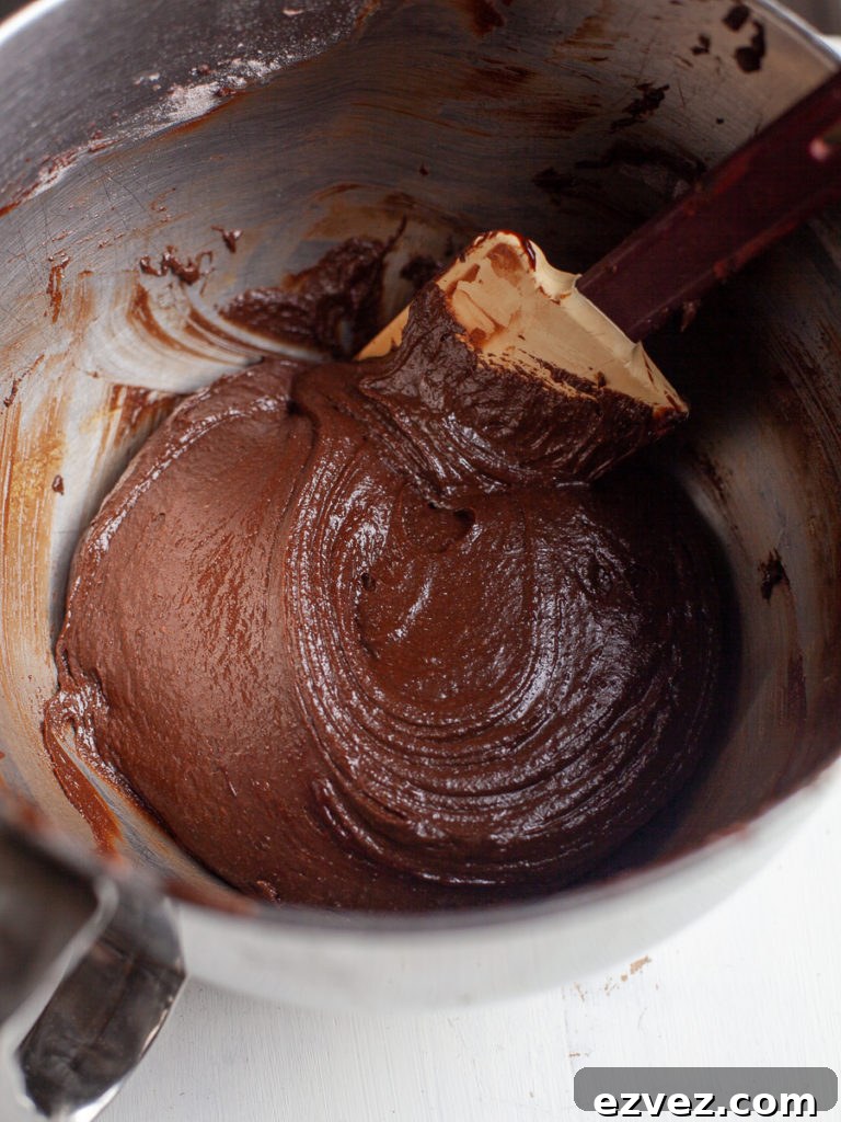 Gluten Free Brownie Batter made with 70% dark chocolate and gluten free flour 