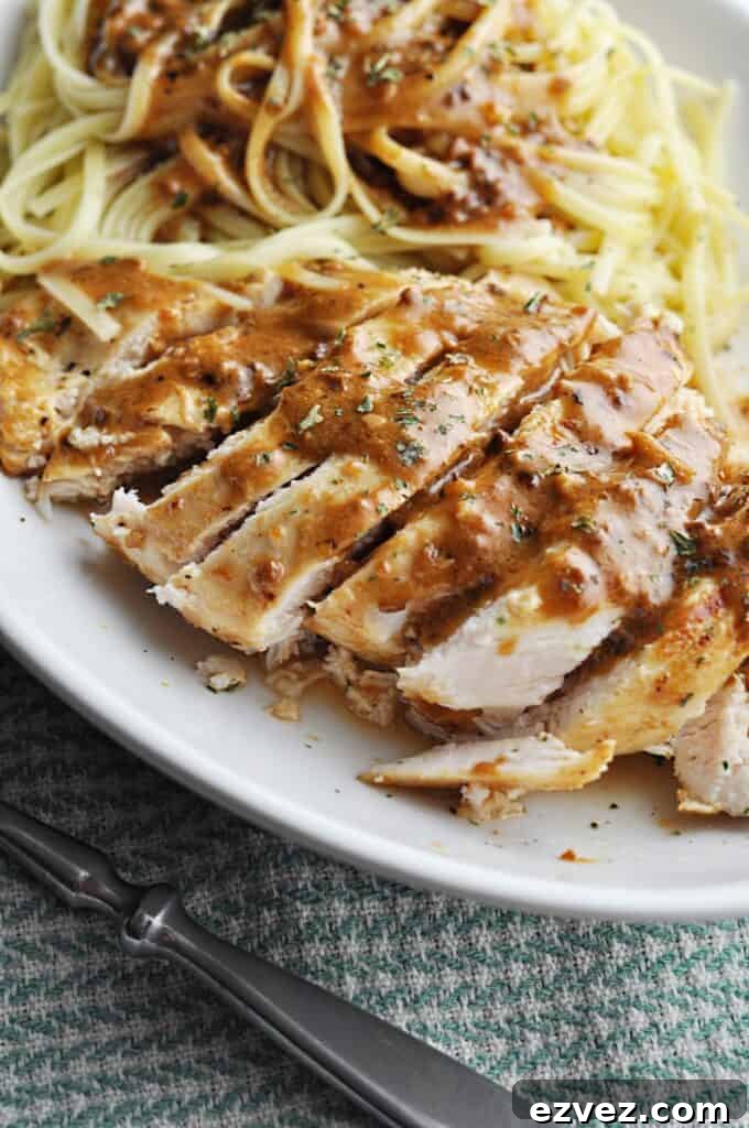 Garlic Butter Chicken Pasta with Golden Browned Flavor 3 Chicken with luscious sauce over pasta
