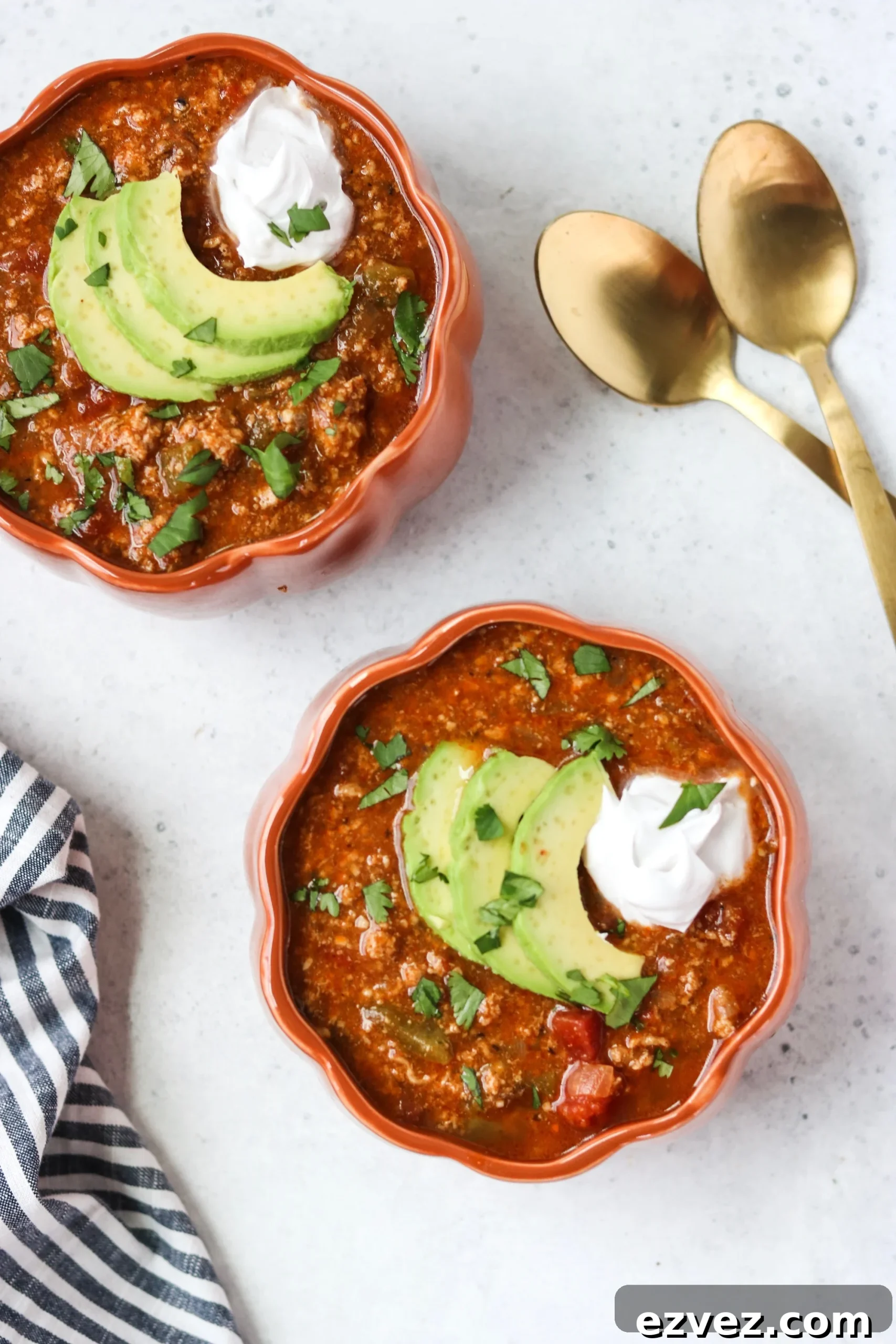 Pumpkin Turkey Chili in a bowl