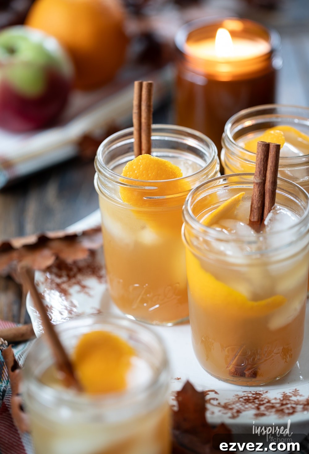 grouping of apple cider fall cocktails. 