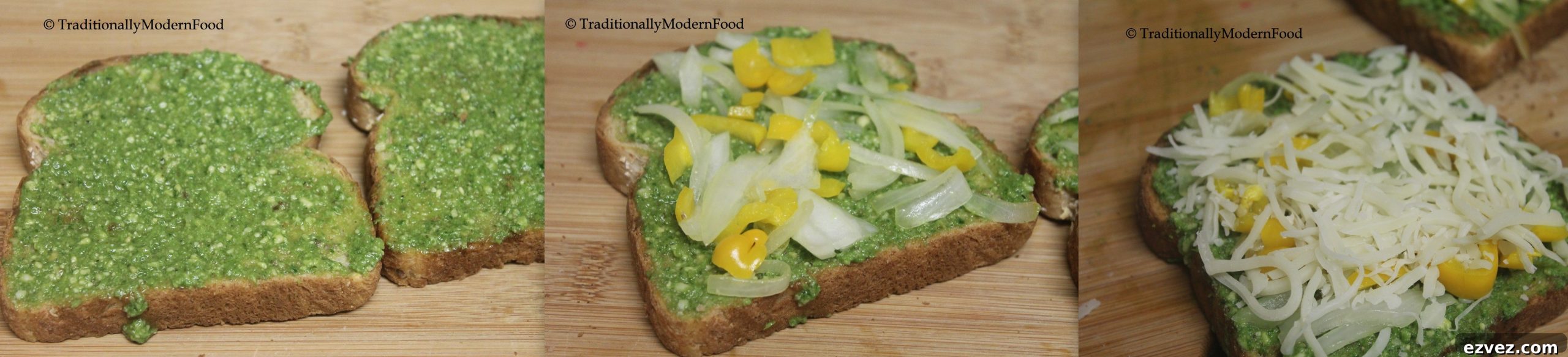 Pesto sandwich served