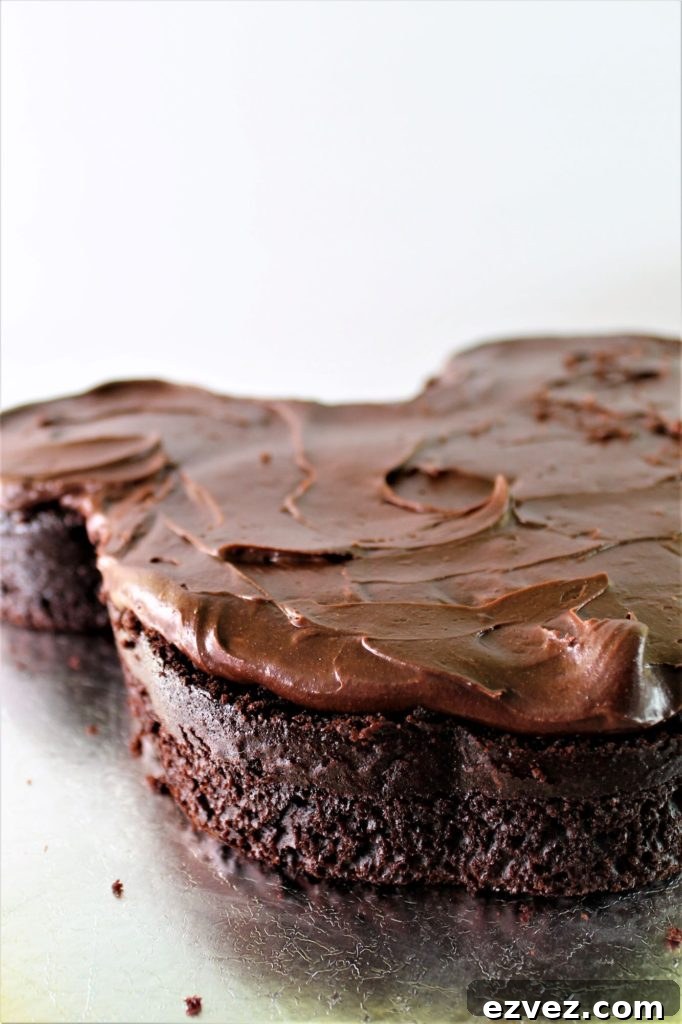 Decadent Gluten-Free Chocolate Cake Recipe for Perfect Texture 10 fudge frosting spread onto cake layer