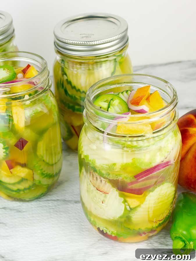 4 jars of Sweet and Spicy Peach Jalapeno Pickles