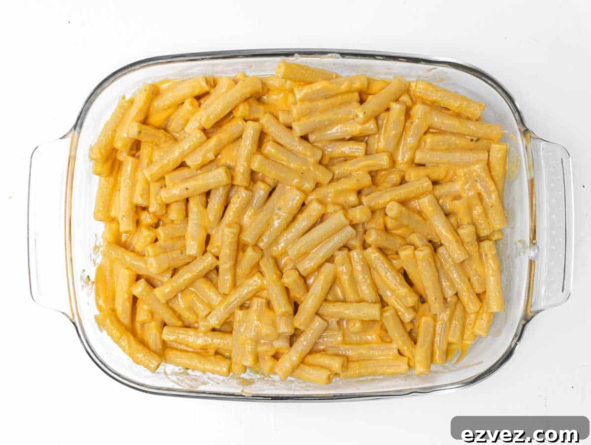 Pumpkin pasta in a baking pan