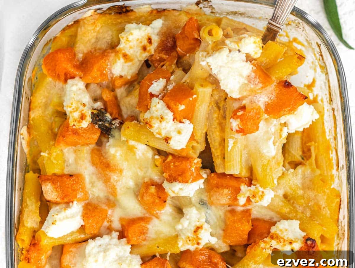 Pumpkin pasta bake with herbs