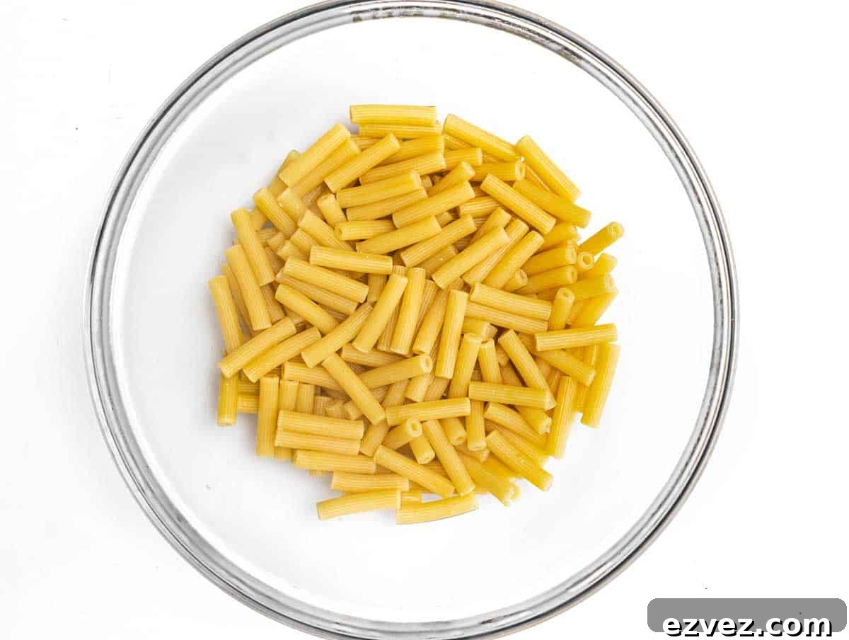 ziti pasta in a bowl