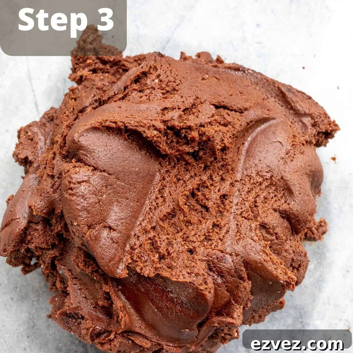 step three to make brownie crinkle cookies. 