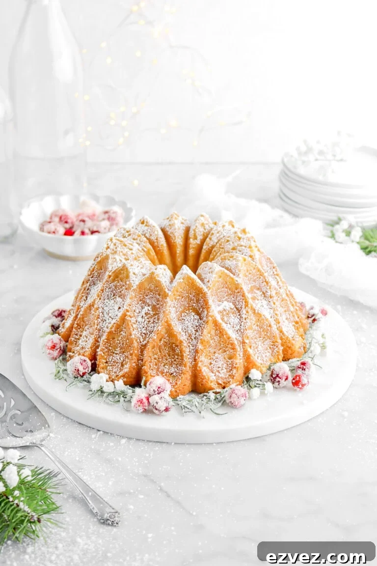 eggnog pound cake with rosemary and cranberries.